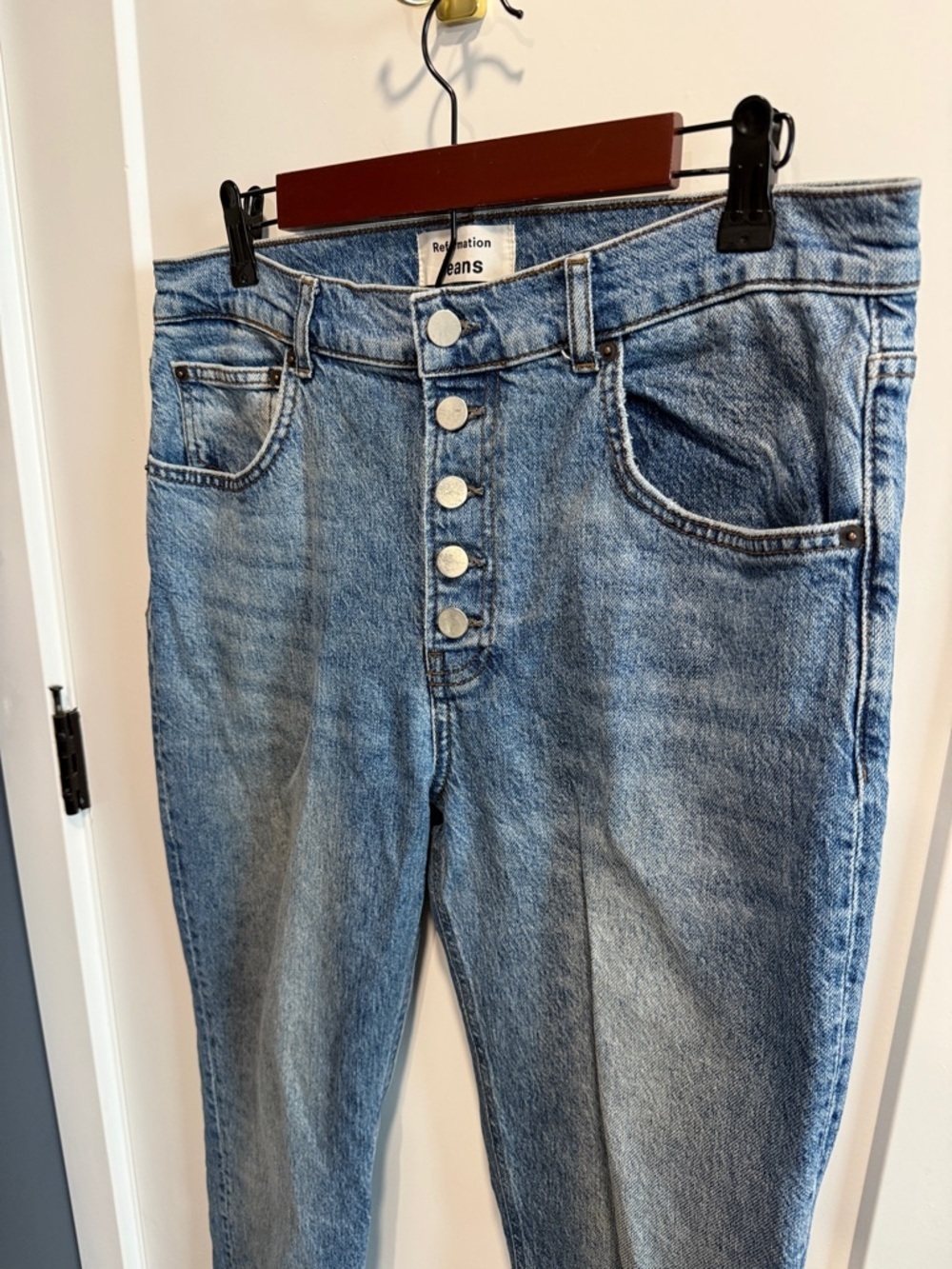 Reformation Liza Button Fly High Rise Jean Size 31 - Picture 6 of 9